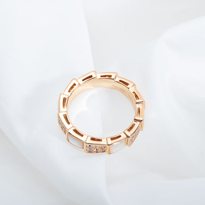 [Glow Muse]SERPENTI RING PINK GOLD MOP DIAMOND PAVED 4MM