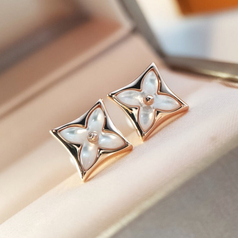 [Glow Muse]STAR MOP PINK GOLD EARRINGS