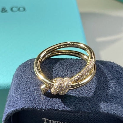 [Glow Muse ]KNOT RING DOUBLE ROW GOLD DIAMOND