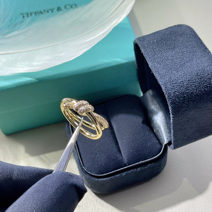 [Glow Muse ]KNOT RING DOUBLE ROW GOLD DIAMOND