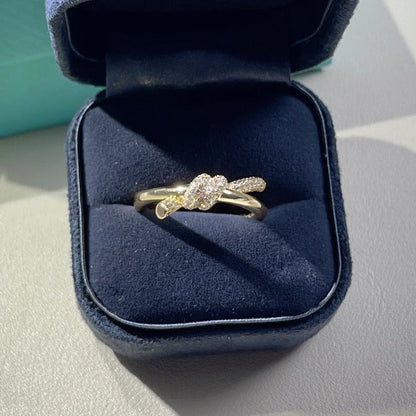 [Glow Muse ]KNOT RING DOUBLE ROW GOLD DIAMOND