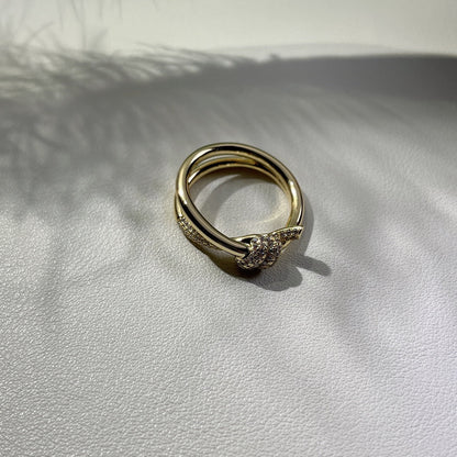 [Glow Muse ]KNOT RING DOUBLE ROW GOLD DIAMOND