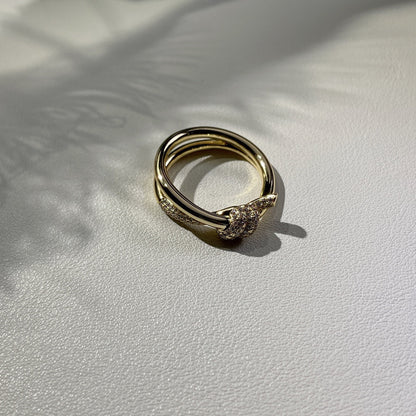 [Glow Muse ]KNOT RING DOUBLE ROW GOLD DIAMOND