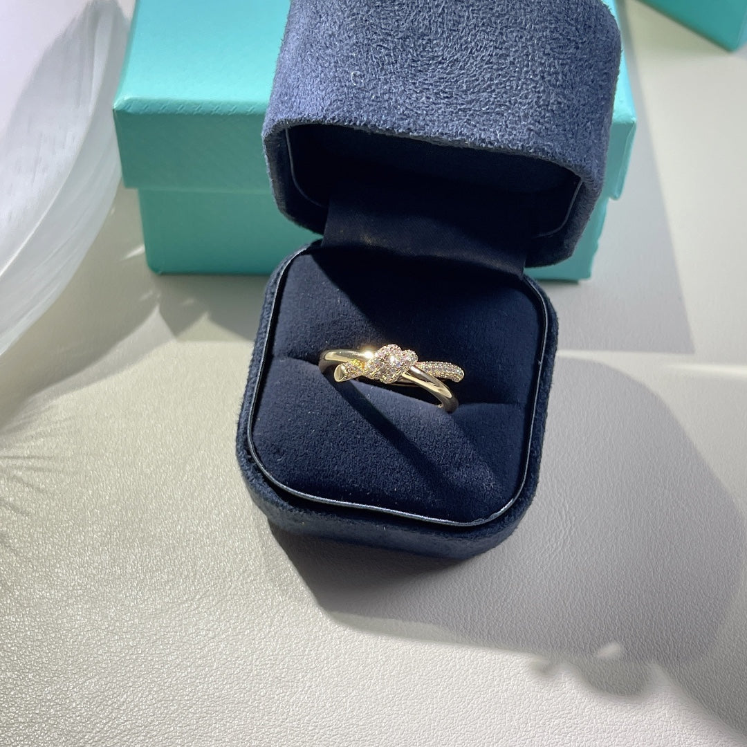 [Glow Muse ]KNOT RING DOUBLE ROW GOLD DIAMOND