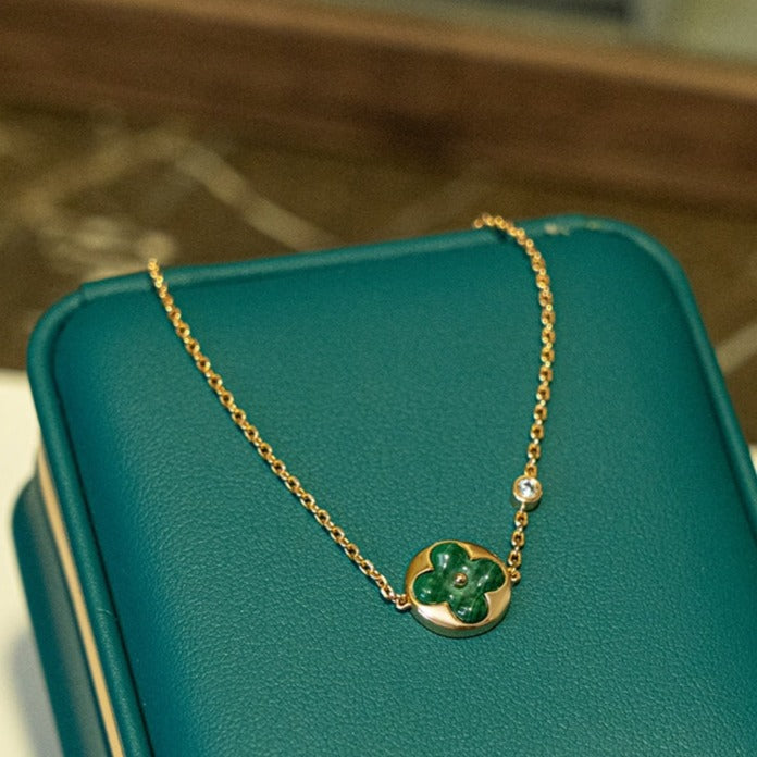 [Glow Muse]SUN MALACHITE 1 DIAMOND PINK GOLD BRACELET