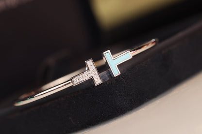 [Glow Muse ]T BRACELET 1.8MM TURQUOISE DIAMOND PINK GOLD
