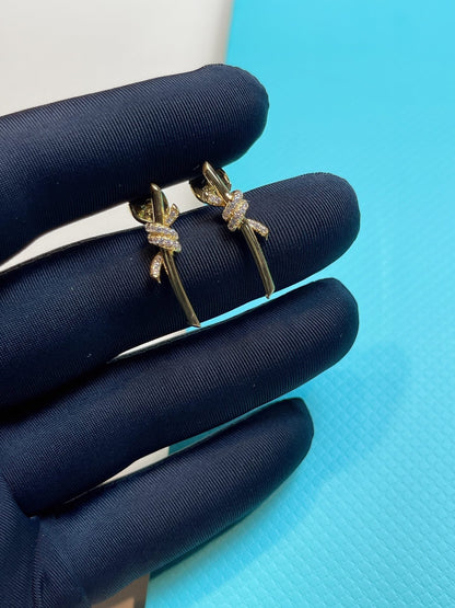 [Glow Muse ]KNOT EARRINGS GOLD DIAMOND