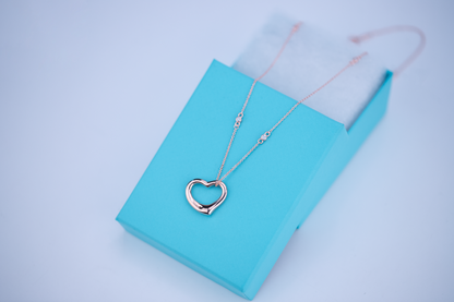 [Glow Muse ]OPEN HEART PEDANT PINK GOLD NECKLACE