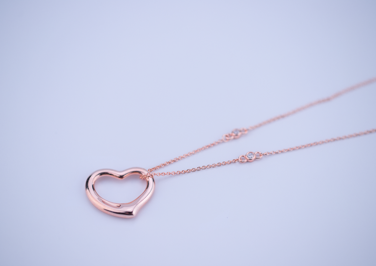 [Glow Muse ]OPEN HEART PEDANT PINK GOLD NECKLACE