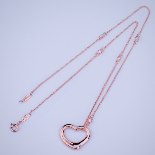 [Glow Muse ]OPEN HEART PEDANT PINK GOLD NECKLACE