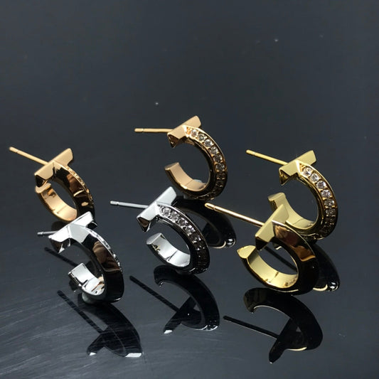 [Glow Muse ]T HOOP DIAMOND EARRINGS