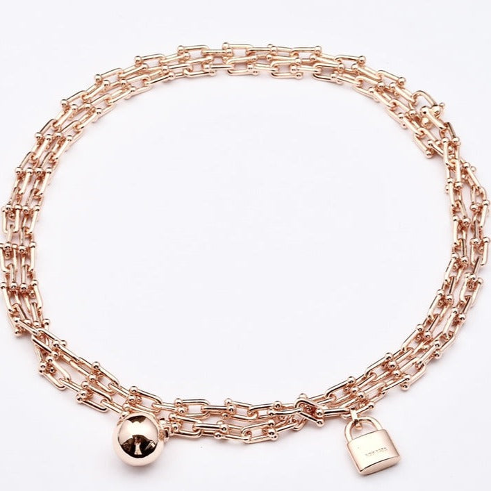[Glow Muse ]HARDWEAR PINK GOLD WRAP NECKLACE