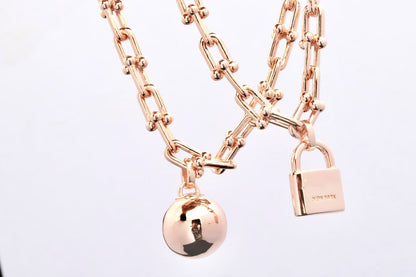 [Glow Muse ]HARDWEAR PINK GOLD WRAP NECKLACE