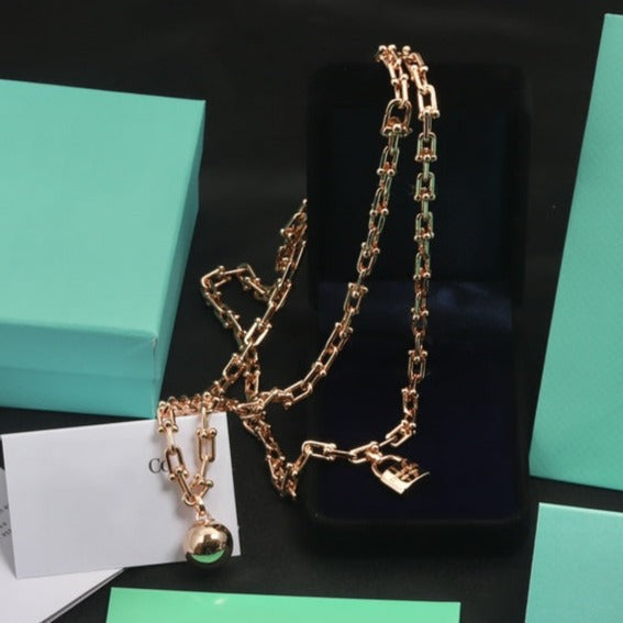 [Glow Muse ]HARDWEAR PINK GOLD WRAP NECKLACE