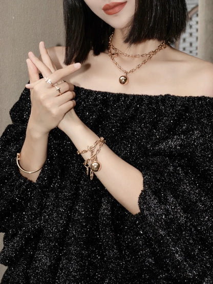 [Glow Muse ]HARDWEAR PINK GOLD WRAP NECKLACE