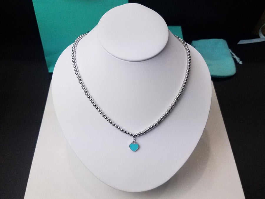 [Glow Muse ]HEART PEDANT SILVER BALL CHAIN NECKLACE
