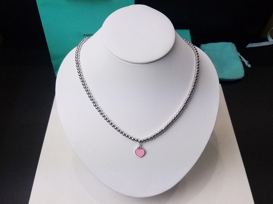 [Glow Muse ]HEART PEDANT SILVER BALL CHAIN NECKLACE