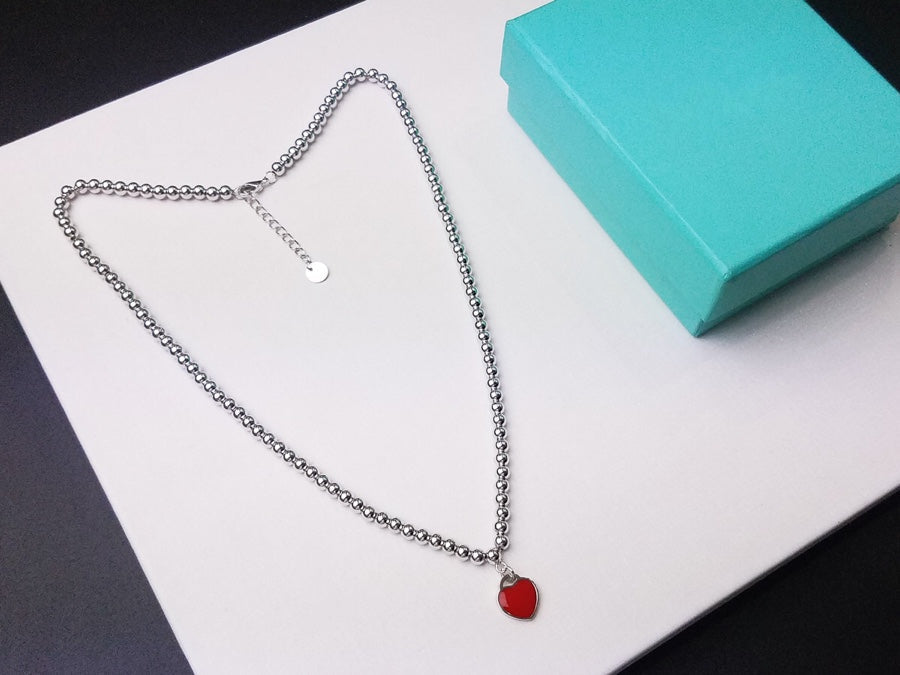[Glow Muse ]HEART PEDANT SILVER BALL CHAIN NECKLACE
