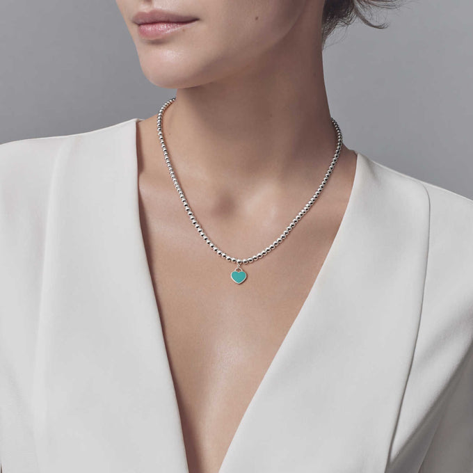 [Glow Muse ]HEART PEDANT SILVER BALL CHAIN NECKLACE