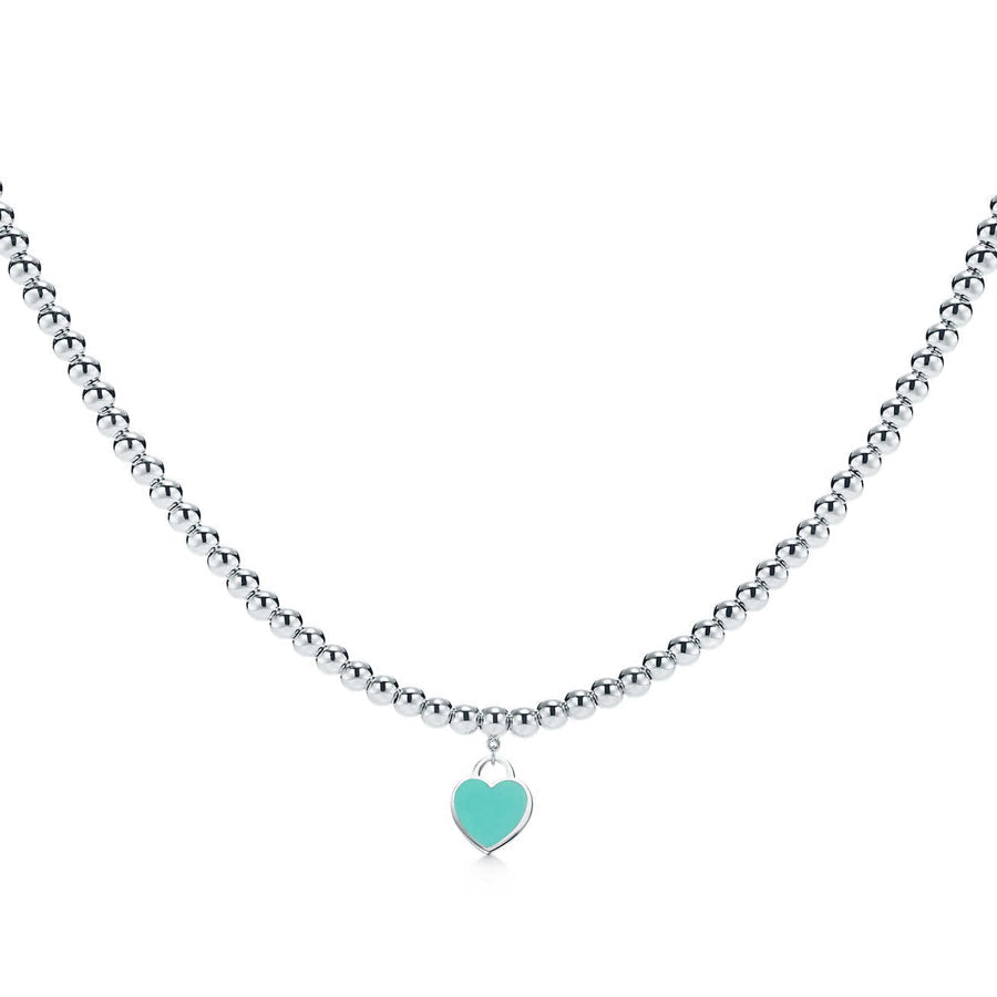 [Glow Muse ]HEART PEDANT SILVER BALL CHAIN NECKLACE