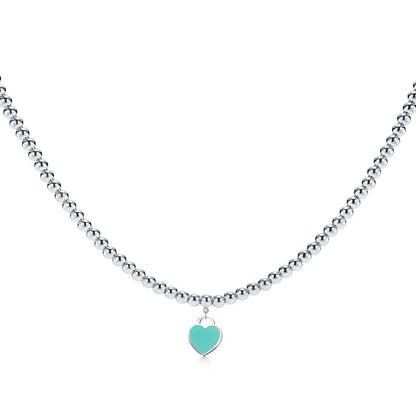[Glow Muse ]HEART PEDANT SILVER BALL CHAIN NECKLACE