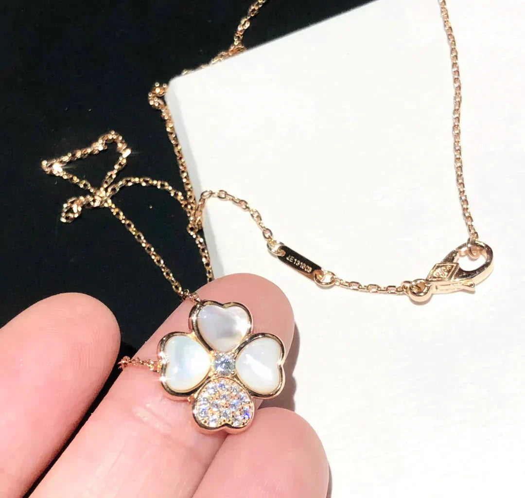 [Glow Muse]CLOVER MOP DIAMOND ROSE GOLD NECKLACE