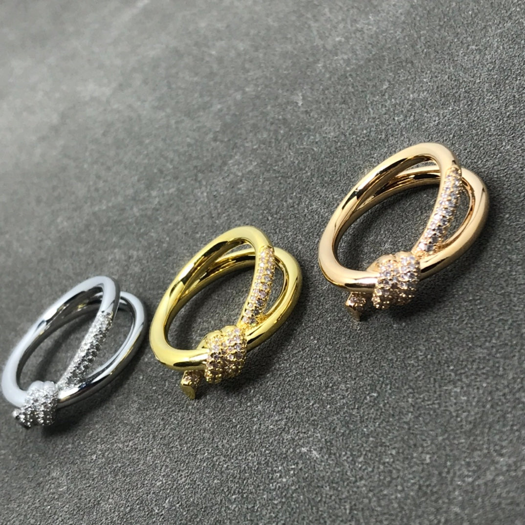 [Glow Muse ]KNOT RING DOUBLE ROW DIAMOND
