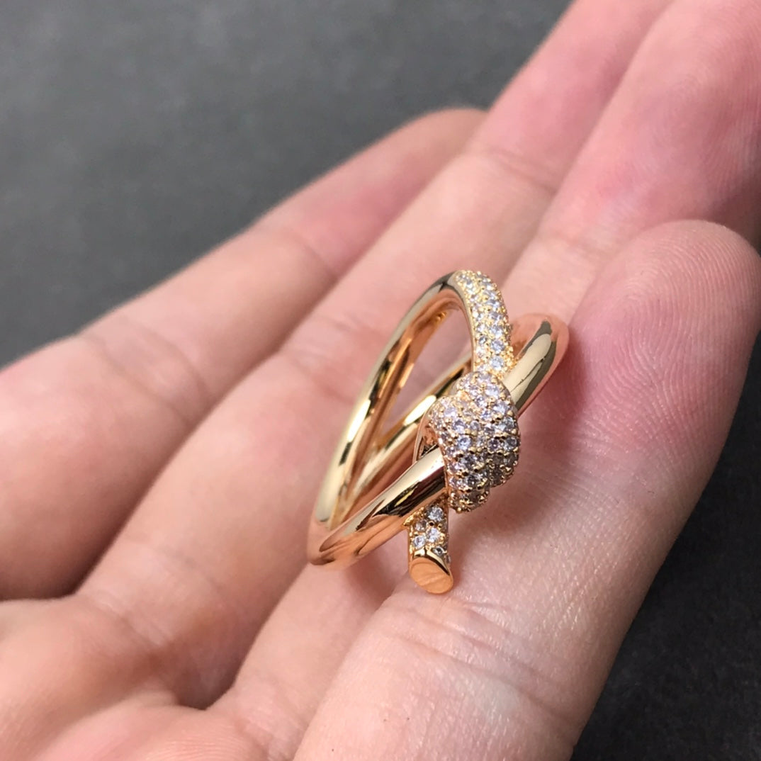 [Glow Muse ]KNOT RING DOUBLE ROW DIAMOND
