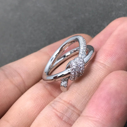 [Glow Muse ]KNOT RING DOUBLE ROW DIAMOND
