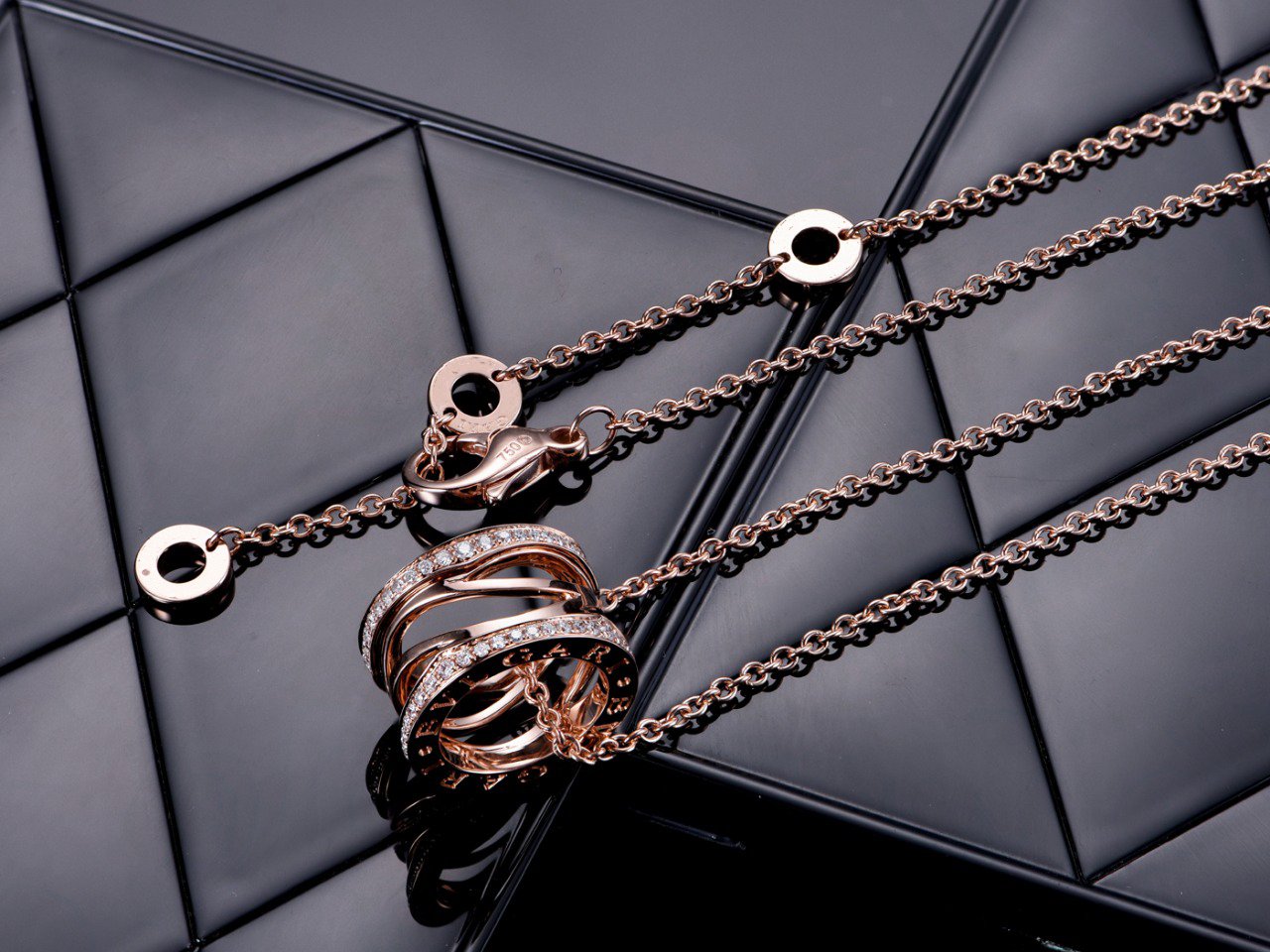 [Glow Muse]ZERO 1 PINK GOLD DIAMOND OPEN NECKLACE