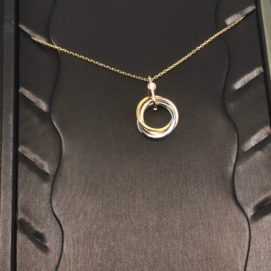 [Glow Muse]TRINITY SILVER GOLD PINK GOLD NECKLACE