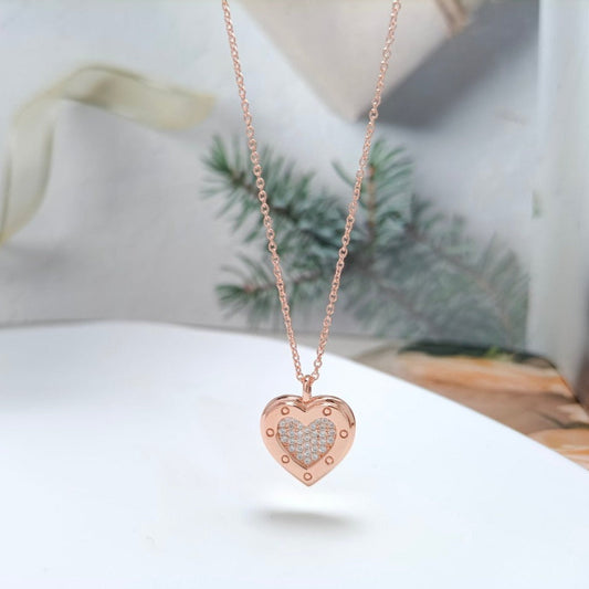 [Glow Muse ]HEART DIAMONDS PEDANT NECKLACE