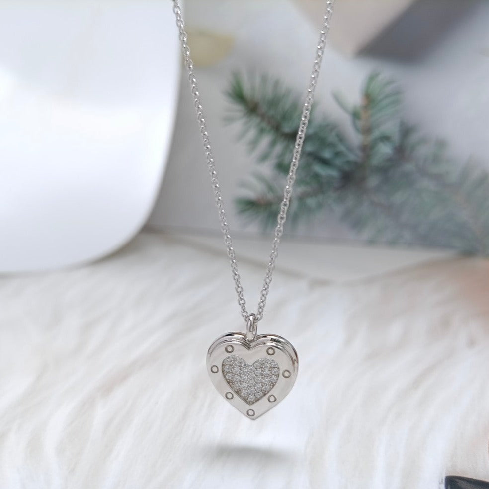 [Glow Muse ]HEART DIAMONDS PEDANT NECKLACE