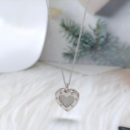 [Glow Muse ]HEART DIAMONDS PEDANT NECKLACE