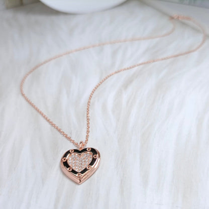 [Glow Muse ]HEART DIAMONDS PEDANT NECKLACE