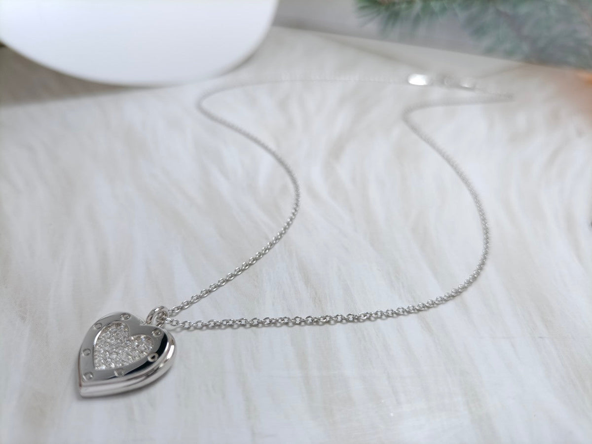 [Glow Muse ]HEART DIAMONDS PEDANT NECKLACE