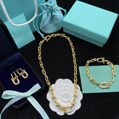 [Glow Muse ]HARDWEAR LINK DIAMOND GOLD EARRINGS