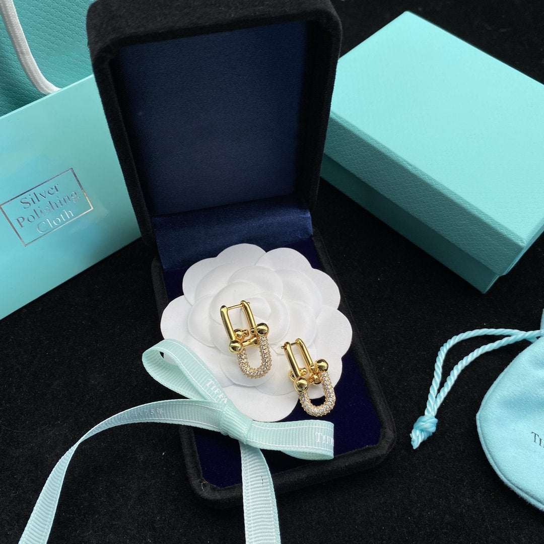 [Glow Muse ]HARDWEAR LINK DIAMOND GOLD EARRINGS