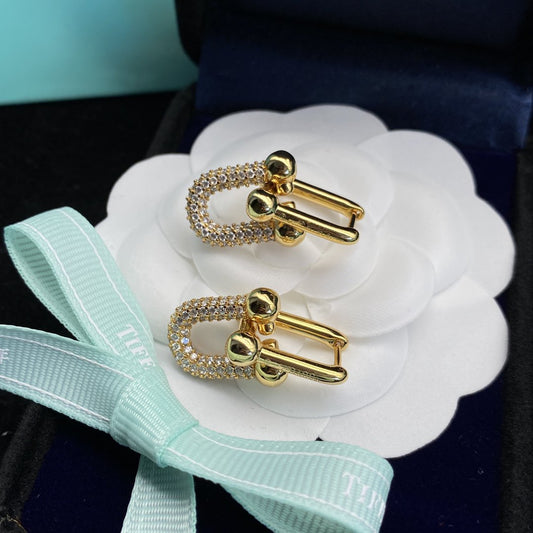 [Glow Muse ]HARDWEAR LINK DIAMOND GOLD EARRINGS