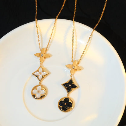 [Glow Muse]STAR AND SUN ONYX PINK GOLD NECKLACE