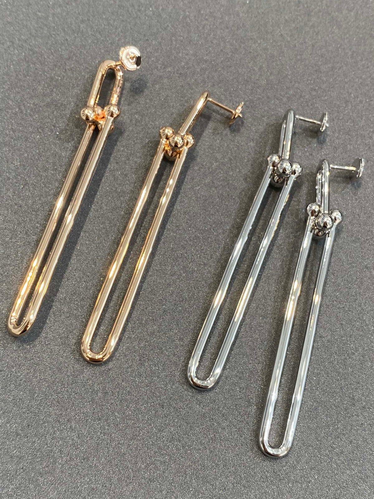 [Glow Muse ]HARDWEAR DOUBLE LONG LINK EARRINGS