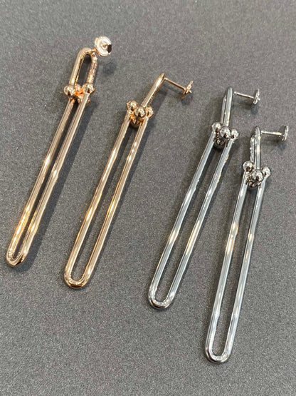[Glow Muse ]HARDWEAR DOUBLE LONG LINK EARRINGS