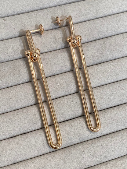 [Glow Muse ]HARDWEAR DOUBLE LONG LINK EARRINGS