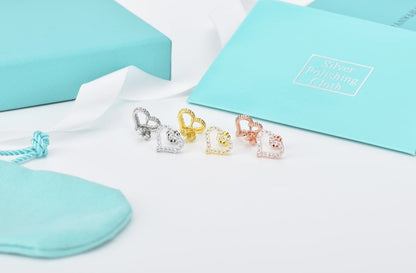 [Glow Muse ]OPEN HEART STUD DIAMOND EARRINGS