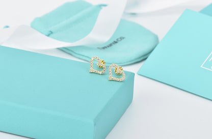 [Glow Muse ]OPEN HEART STUD DIAMOND EARRINGS