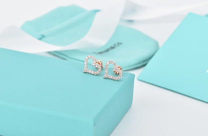 [Glow Muse ]OPEN HEART STUD DIAMOND EARRINGS
