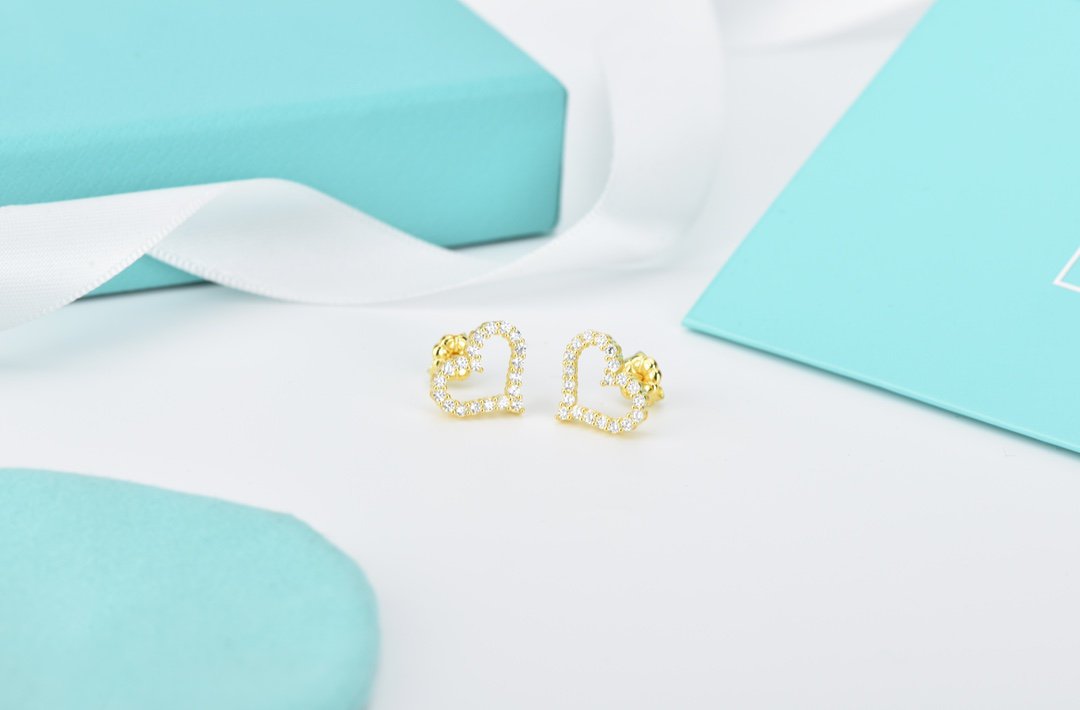 [Glow Muse ]OPEN HEART STUD DIAMOND EARRINGS