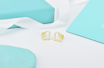 [Glow Muse ]OPEN HEART STUD DIAMOND EARRINGS