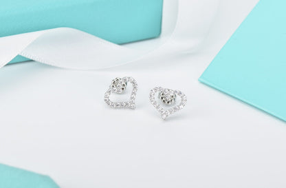 [Glow Muse ]OPEN HEART STUD DIAMOND EARRINGS