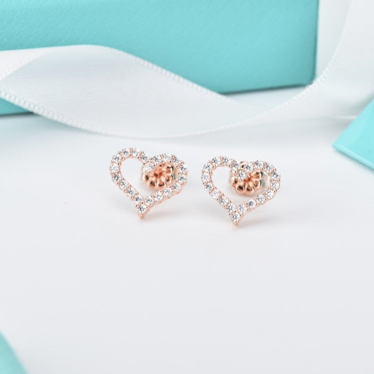 [Glow Muse ]OPEN HEART STUD DIAMOND EARRINGS